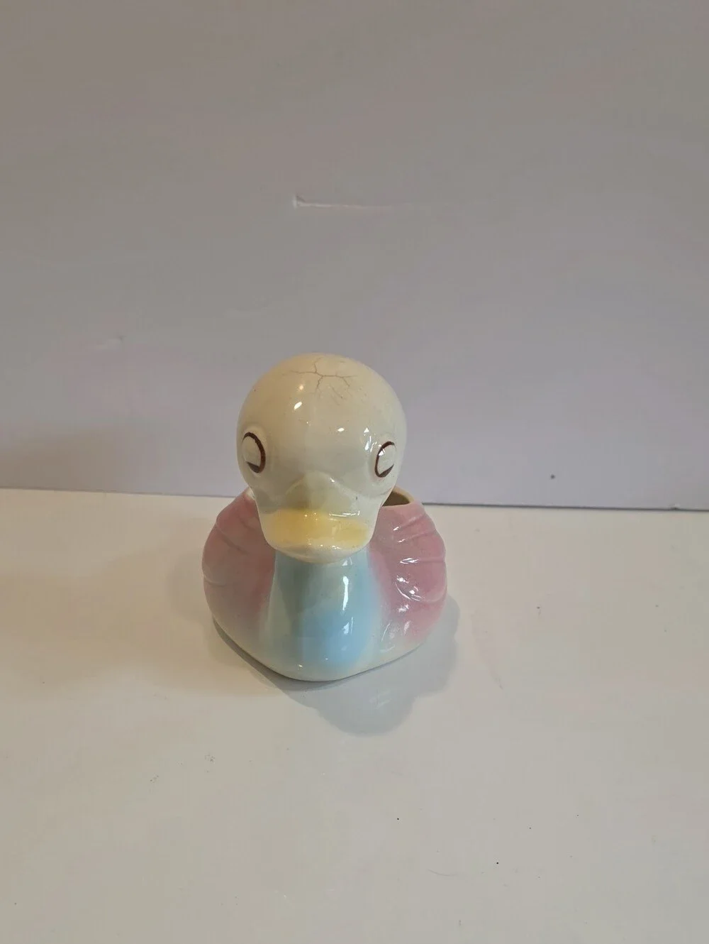 Ceramic Duck Planter - Pastel Pink, Blue & Cream